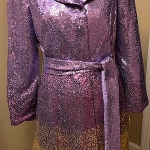 Purple Sequin Coat with Belt